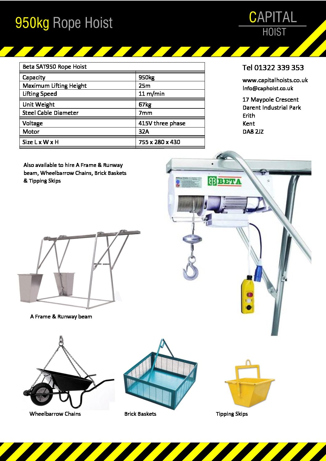 Beta SAT950 Rope Hoist Capital Hoists